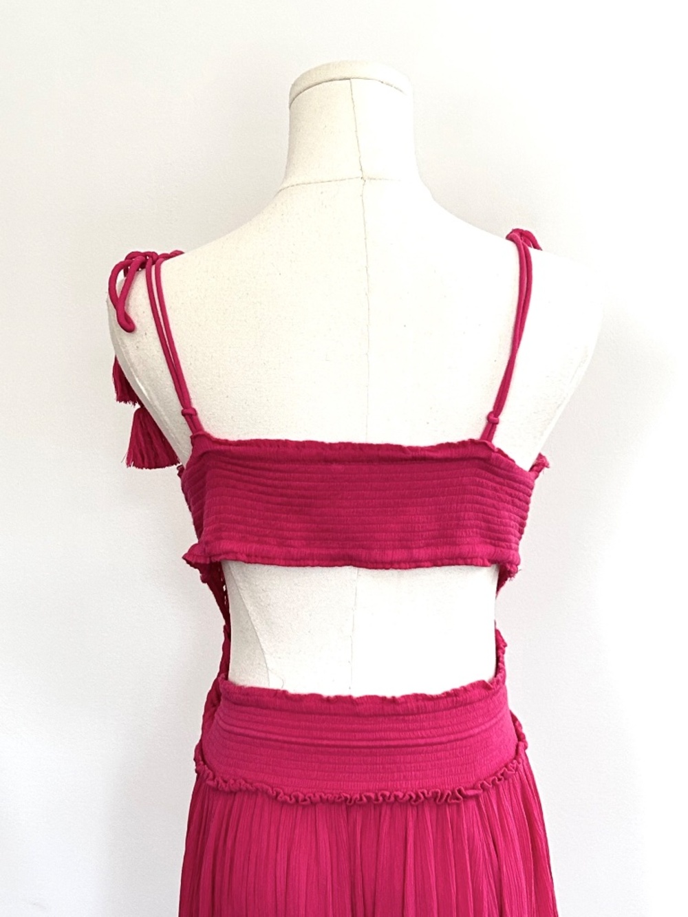 Free People Santa Maria Maxi Dress XL Love Pink Crochet Lace Open Back Boho - Picture 7 of 14